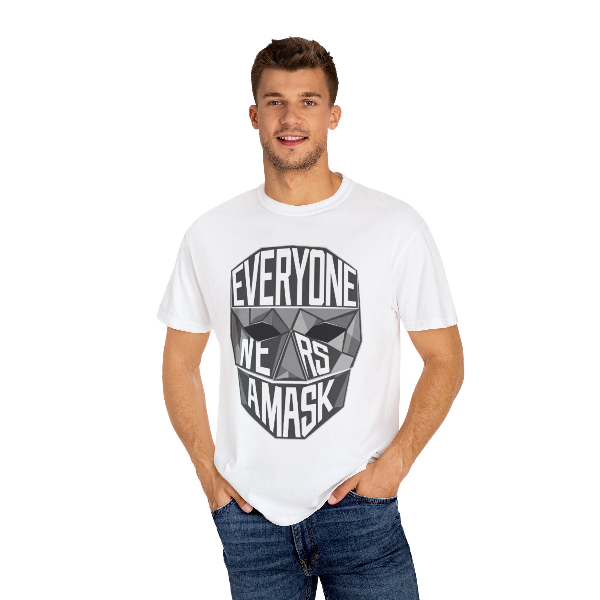 Everyone Wears A Mask Graphic T-Shirt — Geometric Mask Design